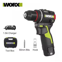 WORX WU135 Draadloze elektrische boormachine 12V 50Nm 1800rpm Brushless motor Slimme koppel Sensor 10mm klem Home gereed