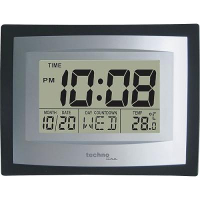 Techno Line WS 8004 Wandklok Kwarts 220 mm x 170 mm x 35 mm Zilver, Zwart