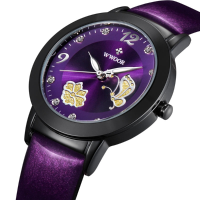 Wwoor 8822 Fashion Women Watch Butterfly Pattern Case Leather Ladies Dress Watch