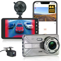 X20 4K Dual Dash Cam 4 inch touchscreen auto camera met WiFi app 170° breedzicht ADAS BSD nachtzicht 24u parkeren monito