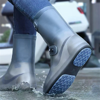 XANES 1 Paar Regenlaarzen Fiets Schoenhoezen Waterdicht Silicone Hoge Top Antislip Schoenbeschermer Buiten Herbruikbaar