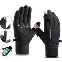 XANES Winter Touchscreen Warme Fietshandschoenen Waterproof Winddicht Koudbestendig Flip Blootgestelde Twee vinger Zippe