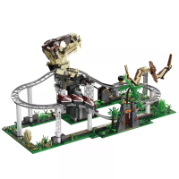 Xbert Brix 66134 Ge motoriseerd Dino achtbaan Bouwblok Set Dinosaur World Pretpark Model Blokken Speelgoed voor Kinderen