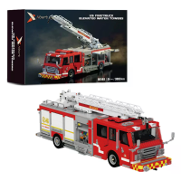 Xbert Brix 66148 VS Ladder Brandweervoertuig Brandweer Elevated Water Towers Stad Brandweerkorps Voertuig Bouwstenen Ass