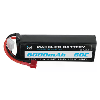 MARSLIPO 7.4V 6000mAh 60C 2S Lipo batterij T plug met XT60 adapter voor RC model