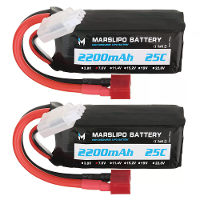 MARSLIPO 7.6V 2200mAh 25C 2S Lipo batterij T Plug met XT60 adapter voor RC modelspeelgoed