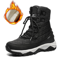 XGGO Winter Snow Boots met gewatteerde katoenen voering, slipbestendige, waterdichte, warme en zachte unisex zwarte scho