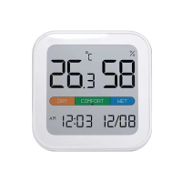 MIIW Geluidsarme temperatuur  en vochtigheidsklok voor thuis, binnenin met 3,34 inch groot LCD scherm, babykamer tempera