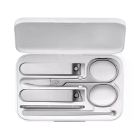 Xiaomi Mijia Draagbare Compacte 5 delige Mini Nagelknipper Set Roestvrij Staal Houten Nagelknipper Nagelvijl Oorlepel Ve