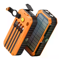 Xionel 22.5W 74Wh 20000mAh Zonne energie Handkrak Powerbank met 4 Kabels Ingebouwde Kompas & Waterpas Externe batterijvo