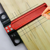 6/12 Inch Houtbewerking Gat Tekening Liniaal Parallel/Verticaal T Vormige Gat Markering Liniaal