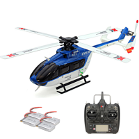 XK K124 2.4G 6CH Brushless EC145 3D6G System RC Helicopter 4PCS 3.7V 700mAh Lipo Battery Version Compatible With FUTAB A
