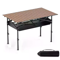 Xmund 120*55cm Outdoor Picnic Table with Net Pockets, Portable Egg Roll Table With Easy Carrying Bag Lightweight For Sel