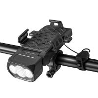 Xmund 4 in 1 500Lm Heldere Fietskoplamp 3000mAh Batterij IPX6 Waterdicht 3 Lichtmodi 120° Rotatie Powerbank Telefoonhoud