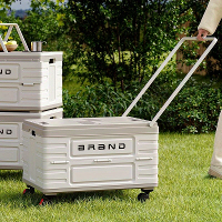 Xmund 60L Ruime Vouwbare Voertu opslagcontainer, Veelzijdige Organizer, Utility Kar met Universele Wielen en een Duw Tre
