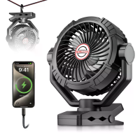 Xmund Camping Ventilator met Afstandsbediening 10400mAh Batterij 4 Snelheden 3 Oscillatiemodi 5.7 M/s Wind USB Opladen P
