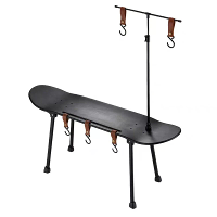 Xmund skateboard geïnspireerde kampeertafel die vouwbaar is met houten blad, draagbaar, verstelbare lampenhouder, 5 opha