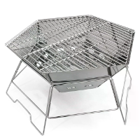 Xmund Draagbare Hexagonale RVS BBQ Grill, Vouwbare Houtskoolkachel voor Buiten Picknicks & Kamperen, Kooktoestel voor Ka