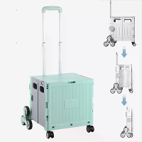 Xmund Draagbare Opvouwbare Boodschappentas met Acht Wielen, Grote Capaciteit Opvouwbare Wagen voor Buiten Kamperen, Pick