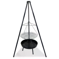 Xmund Draaiende Grill met Vuurbeker & Kookrooster, voor Verwarming, Barbecue en Koken van Water, Ideaal voor Buiten Kamp