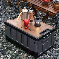 Xmund grote capaciteit opvouwbare campingopslagbox, auto kofferbak organizer box met open top ontwerp, waterdicht en sta