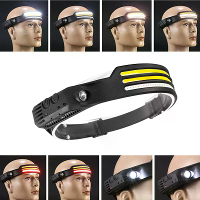 XMUND Multifunctionele Wave Inductie COB LED Koplamp Outdoor Fietsverlichting USB Oplaadbare Nachtloop Verlichting Sterk