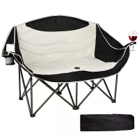 Xmund Opvouwbare Dubbele Campingstoel met Bekerhouder, Draagbare Camping Loveseat voor Stellen, Familie, Strand, Achtert
