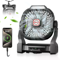 Xmund P18 Camping Vent met Licht 10400mAh Batterij Oplaadbaar USB Tentventilator 4 Snelheden Afstandsbediening Draagbaar
