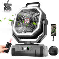 Xmund P60 Camping Ventilator met Lamp 20000mAh Batterij Bediening USB Oplaadbaar Tentventilator 4 Snelheden Afstandsbedi