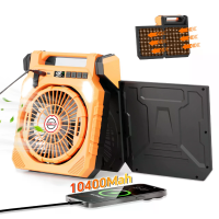 Xmund Solar Camping Ventilator met Licht 10W Paneel 10400mAh Batterij 4 Snelheden 180 Oscillatie USB Oplader Powerbank V
