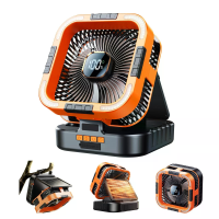 Xmund Zonne energie Campingventilator 10000mAh Power Bank USB C Charging 6 Speeds LED Lantern Portable Outdoor Fan with