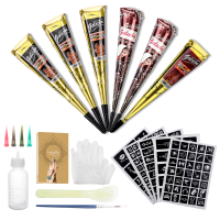12 Delige henna tattoo crèmeset tijdelijke tattoo kunst inktstickstencils met plastic mondstuk