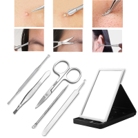 Face Care Blackhead Pimple Blemish Comedone Extractor Remover Tool Acne Removal Set With Mirror