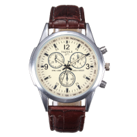 Yazole 271 Men Pu Leather Band Live Waterproof Quartz Watch