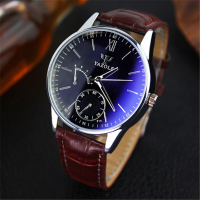 Yazole 314 Casual Business Roman Numeral Pu Leather Band Watch