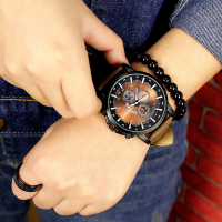 Yazole 322 Men Luminous Pointer Pu Leather Band Analog Quartz Watch