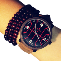 Yazole 323 Fashion Men Quartz Watch Casual Luminous Leather Strap Sport Watch