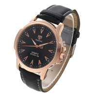 Yazole 346 Fashion Men Quartz Watch Casual Leather Strap Watch