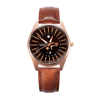 YAZOLE 368 Creatief Sun Moon patroon lederen band heren quartzhorloge