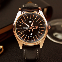 Yazole 368 Fashion Men Quartz Watch Casual Moon Stars Luminous Wrist Watch
