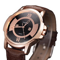 Yazole 386 Fashion Men Quartz Watch Waterproof Leather Strap Wrist Watch