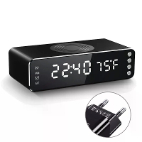 YC 806 3 in 1 15W Draadloze Oplaad Spreker bluetooth Spreker LED Digitale Weergave Alarm Klok Dubbele Magnetische Driver