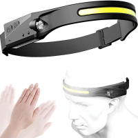 2PCS Biker LX200 Wave Sensor 1200mAh 270° Breed bereik 350LM 5 Verlichtingsmodi LED koplamp USB Oplaadbare hoofdlamp COB