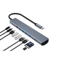 Bakeey 10 in 1 USB C dockingstationadapter met 4K@30Hz HD scherm / 100W USB C PD3.0 Stroomvoorziening / USB C poort voor