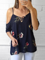 Bloemenprint off shoulder blouse met korte mouwen