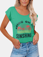 Casual T shirt met korte mouwen en ronde hals met letters