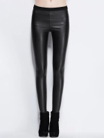 Dames effen kleur lederen bodycon basis lange casual legging