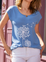 T shirt met korte mouwen en ronde hals met bloemenprint