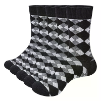 YUEDGE 5 paar trendy heren sokken met een geblokt patroon, ademende katoenen blend comfortabele casual sport sokken voor