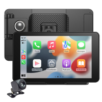 YUEHOO 7 Inch 2 Lens Auto MP5 Speler AHD Draagbare Draadloze Carplay+android auto Dashcam Voor En Achter Dual Opname Rec